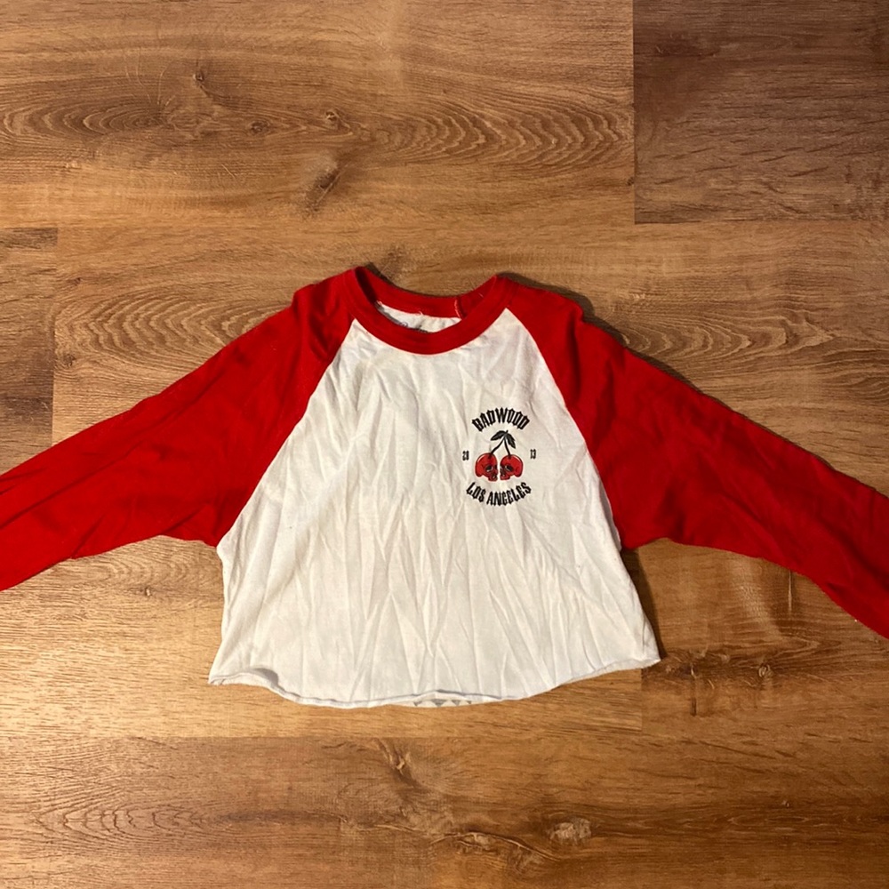 Badwood cherry bomb baseball crop top
